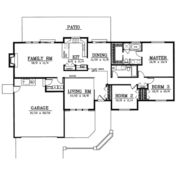 Contemporary House Plan First Floor - Gunnison Contemporary Ranch Home 015D-0001 - Search House Plans and More