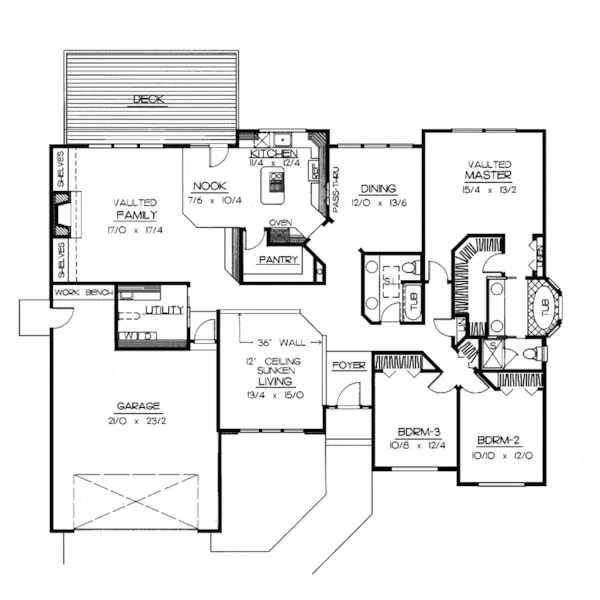 Contemporary House Plan First Floor - Hollydell Ranch Home 015D-0003 - Search House Plans and More