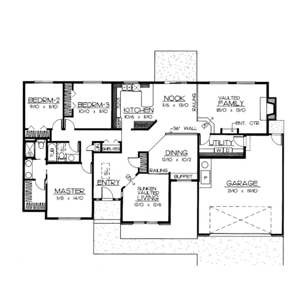 Traditional House Plan First Floor - Dunleith Mill Modern Ranch Home 015D-0004 - Search House Plans and More