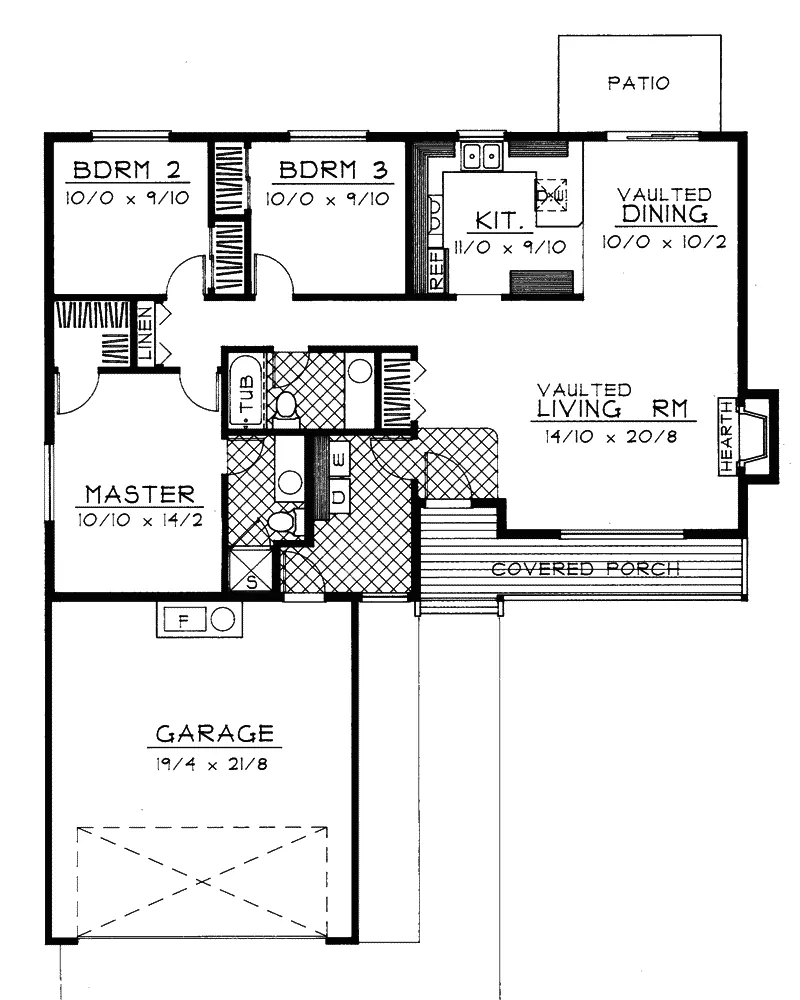 Ranch House Plan First Floor - Bigbee Country Home 015D-0006 - Search House Plans and More