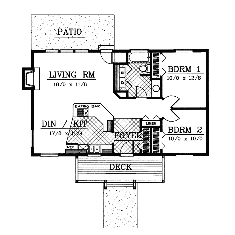 Vacation House Plan First Floor - Benton Cove Cottage Home 015D-0009 - Search House Plans and More
