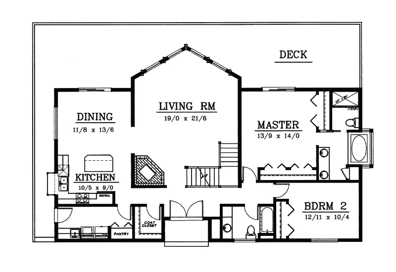 Vacation House Plan First Floor - Tinsley A-Frame Vacation Home 015D-0010 - Shop House Plans and More