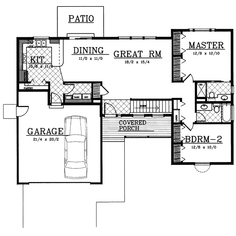 Ranch House Plan First Floor - Spaulding Place Ranch Home 015D-0014 - Shop House Plans and More