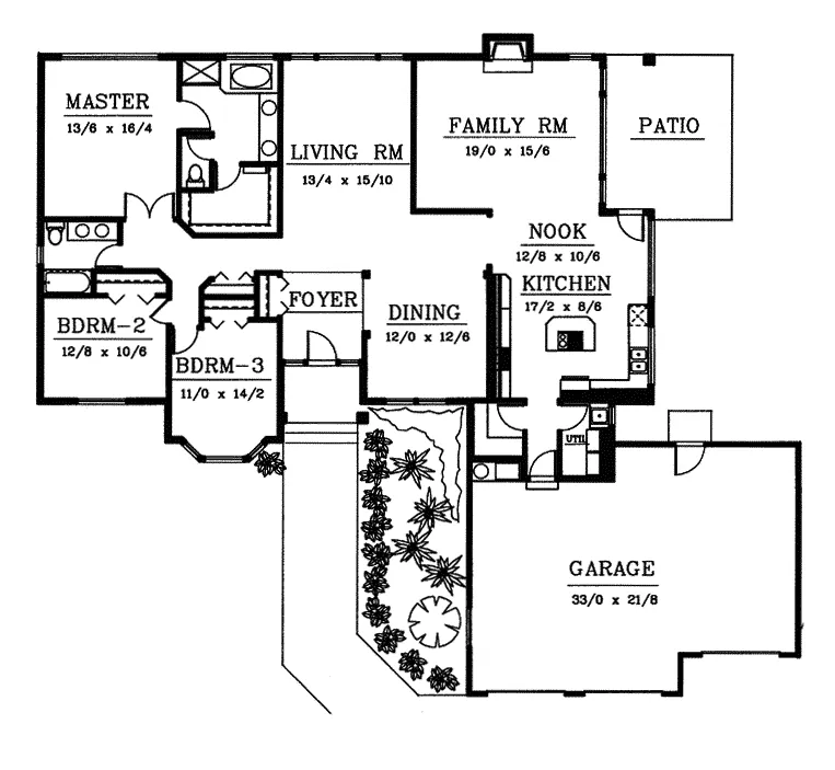 Ranch House Plan First Floor - Mendenhall Park Ranch Home 015D-0016 - Shop House Plans and More