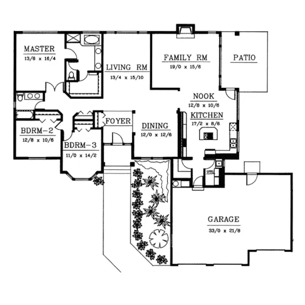 Traditional House Plan First Floor - Mendenhall Park Ranch Home 015D-0016 - Shop House Plans and More