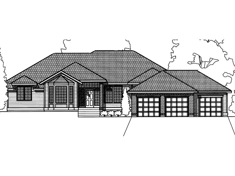 Traditional House Plan Front Image of House - Mendenhall Park Ranch Home 015D-0016 - Shop House Plans and More
