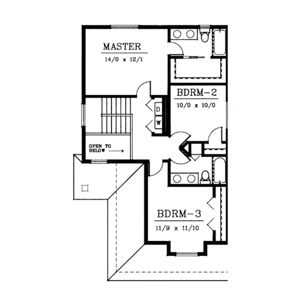 Traditional House Plan Second Floor - Tourneau Narrow Lot Home 015D-0017 - Shop House Plans and More