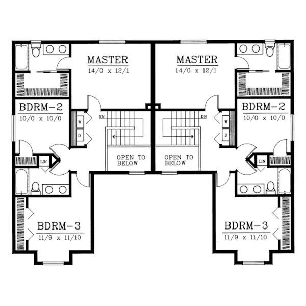 Multi-Family House Plan Second Floor - Denham Residential Duplex 015D-0024 - Search House Plans and More