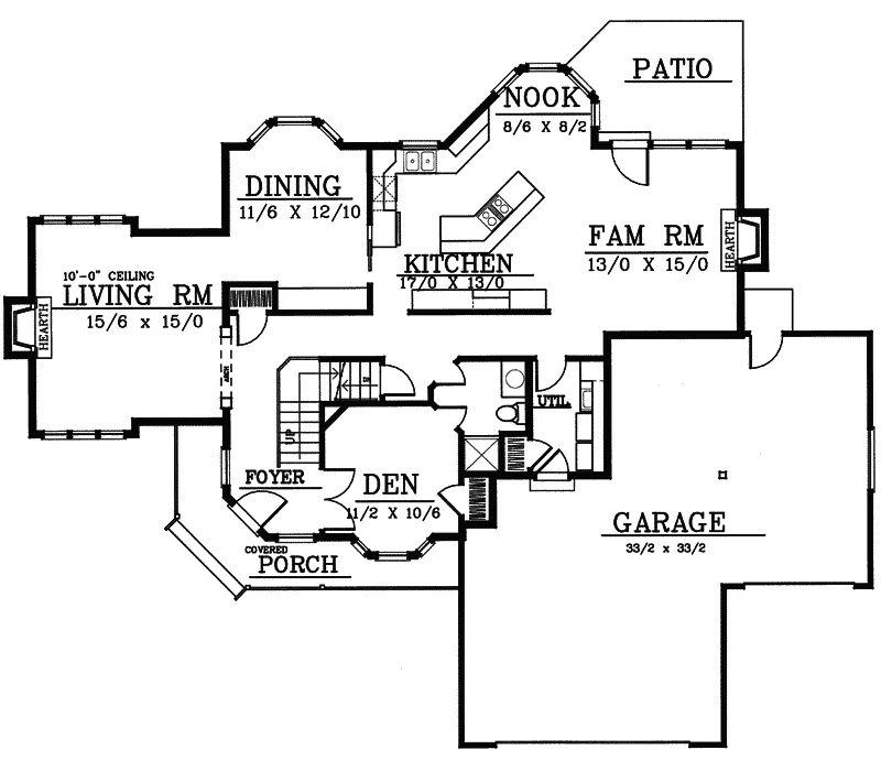 Country House Plan First Floor - Bassfield Craftsman Home 015D-0027 - Search House Plans and More