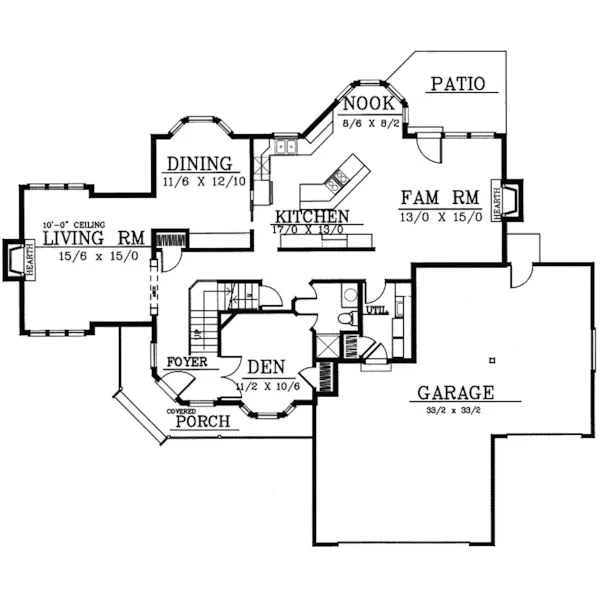 Modern House Plan First Floor - Bassfield Craftsman Home 015D-0027 - Search House Plans and More