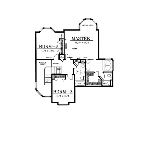 Modern House Plan Second Floor - Bassfield Craftsman Home 015D-0027 - Search House Plans and More