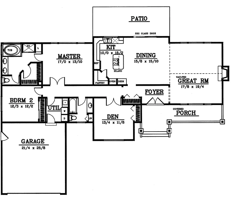Country House Plan First Floor - Kentwood Mill Ranch Home 015D-0029 - Search House Plans and More