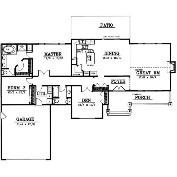 Traditional House Plan First Floor - Kentwood Mill Ranch Home 015D-0029 - Search House Plans and More