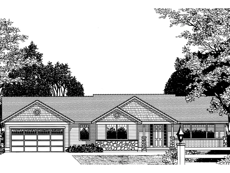 Traditional House Plan Front Image of House - Kentwood Mill Ranch Home 015D-0029 - Search House Plans and More