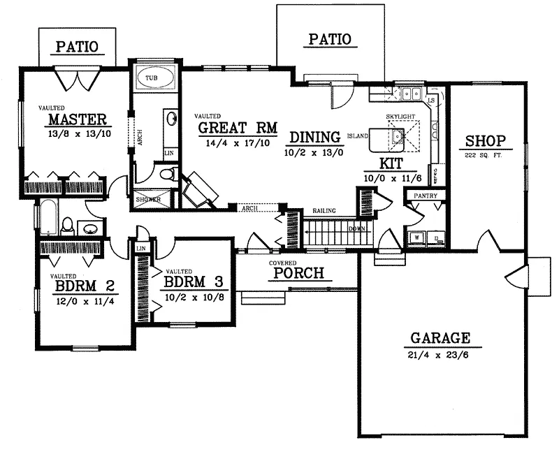 Traditional House Plan First Floor - Whitfield Ranch Home 015D-0030 - Shop House Plans and More