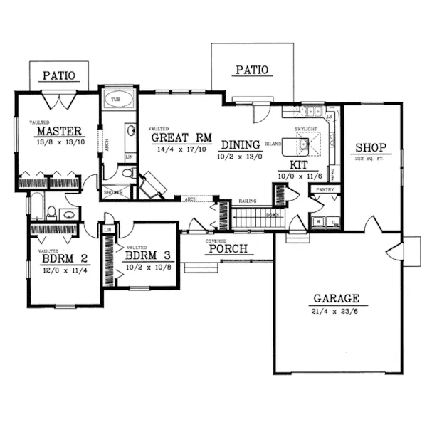 Country House Plan First Floor - Whitfield Ranch Home 015D-0030 - Shop House Plans and More