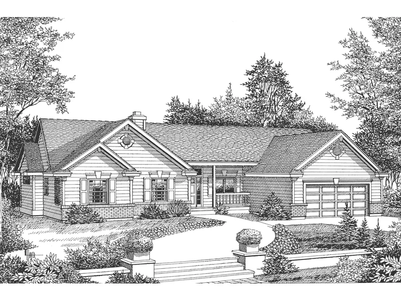 Ranch House Plan Front Image of House - Whitfield Ranch Home 015D-0030 - Shop House Plans and More