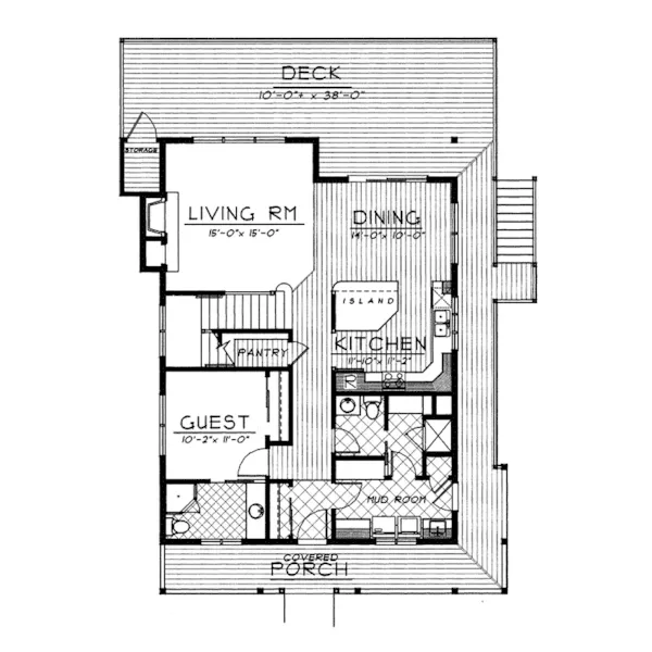 Cabin & Cottage House Plan First Floor - Concord Mill Craftsman Home 015D-0037 - Search House Plans and More