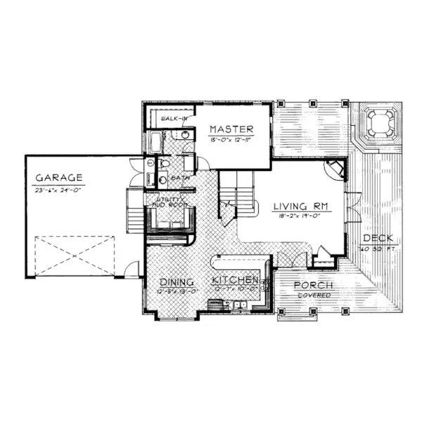 Arts & Crafts House Plan First Floor - Castlewood Craftsman Home 015D-0038 - Search House Plans and More