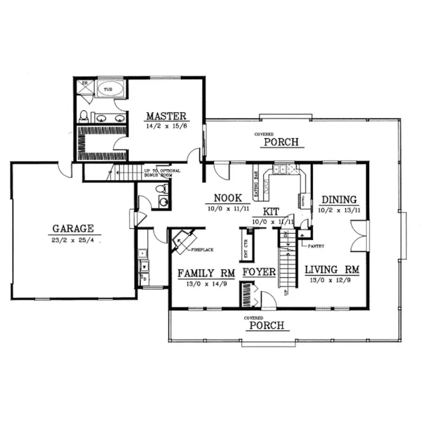 Country House Plan First Floor - Cottage Hill Cape Cod Style Home 015D-0045 - Search House Plans and More