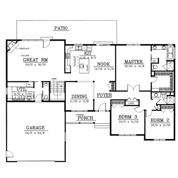 Ranch House Plan First Floor - Lambert Ridge Ranch Home 015D-0049 - Shop House Plans and More