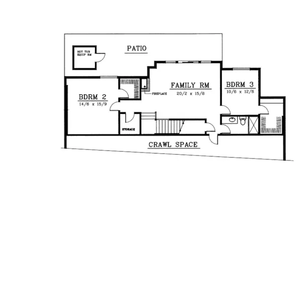 Craftsman House Plan Lower Level Floor - Walnuthill Shingle Style Home 015D-0050 - Shop House Plans and More