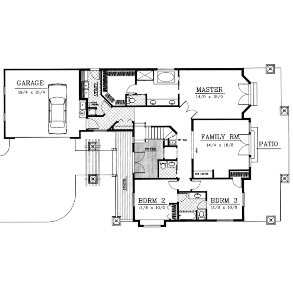 Shingle House Plan First Floor - Lombard Place Craftsman Home 015D-0054 - Shop House Plans and More