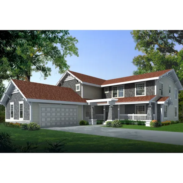 Craftsmand Style And Shingles Accent This Two-Story Home