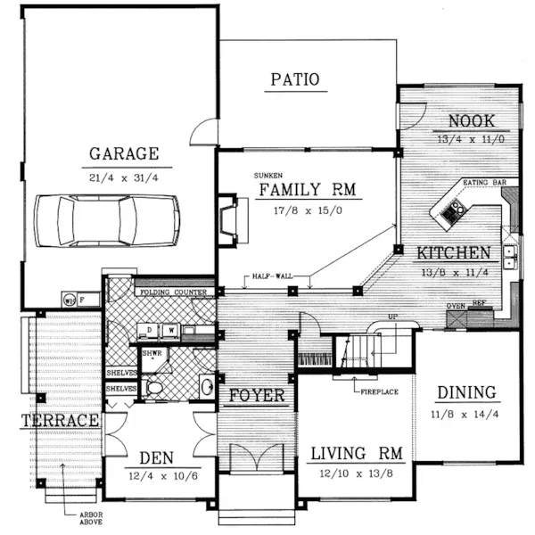 Craftsman House Plan First Floor - Chesnut Hill Craftsman Home 015D-0057 - Search House Plans and More