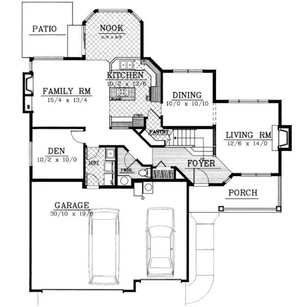 Traditional House Plan First Floor - Concordia Place Country Home 015D-0058 - Search House Plans and More