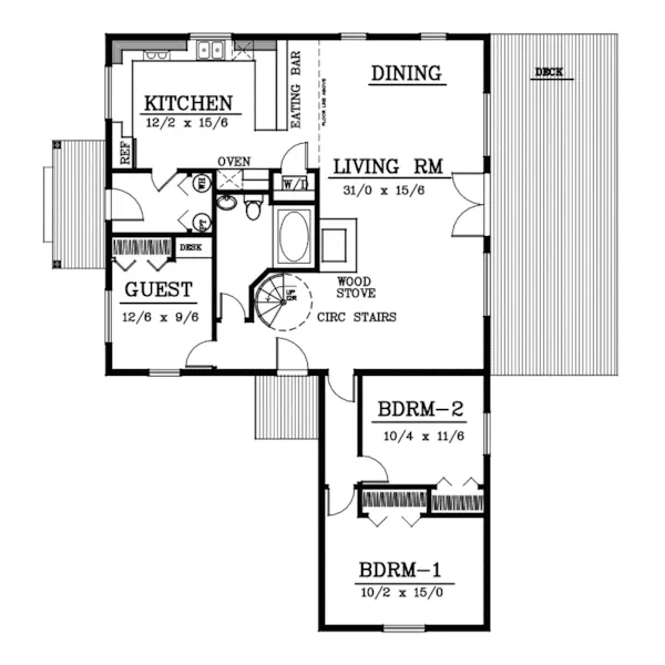 A-Frame House Plan First Floor - Clinton Hill Atrium Home 015D-0061 - Search House Plans and More