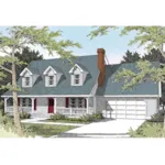 Country Style Home With Cover Porch And A Trio Of Dormers