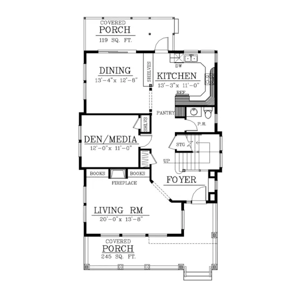 Craftsman House Plan First Floor - Horton Place Craftsman Home 015D-0069 - Search House Plans and More