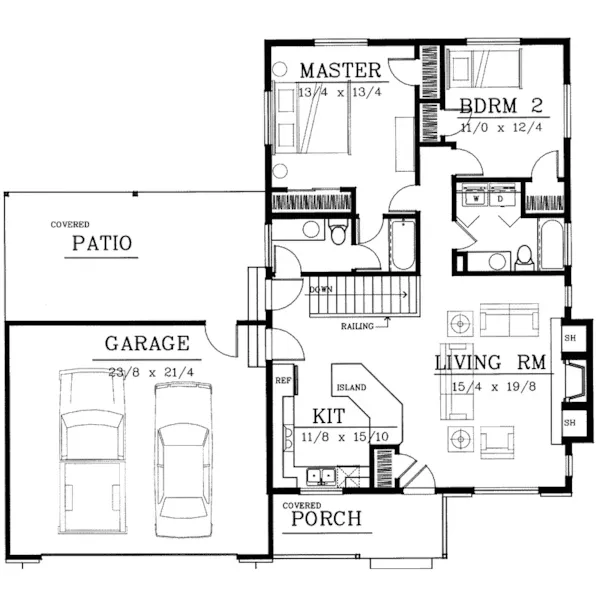 Ranch House Plan First Floor - Greencastle Ranch Home 015D-0071 - Search House Plans and More