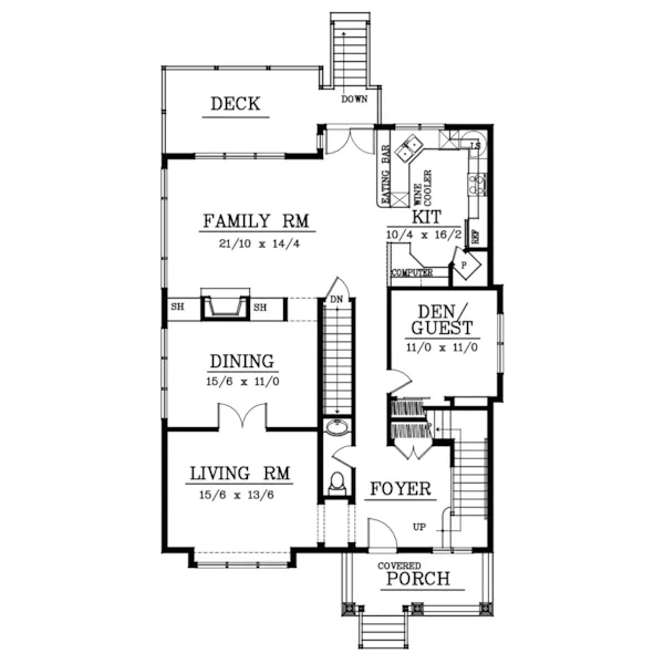 Country House Plan First Floor - Pillman Shingle Craftsman Home 015D-0075 - Shop House Plans and More