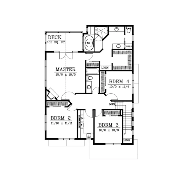 Country House Plan Second Floor - Pillman Shingle Craftsman Home 015D-0075 - Shop House Plans and More