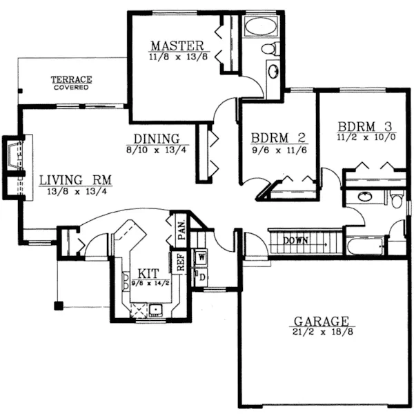 Ranch House Plan First Floor - Waycrest Ranch Home 015D-0077 - Shop House Plans and More