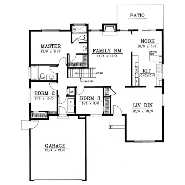 Country House Plan First Floor - Branson Country Ranch Home 015D-0079 - Search House Plans and More