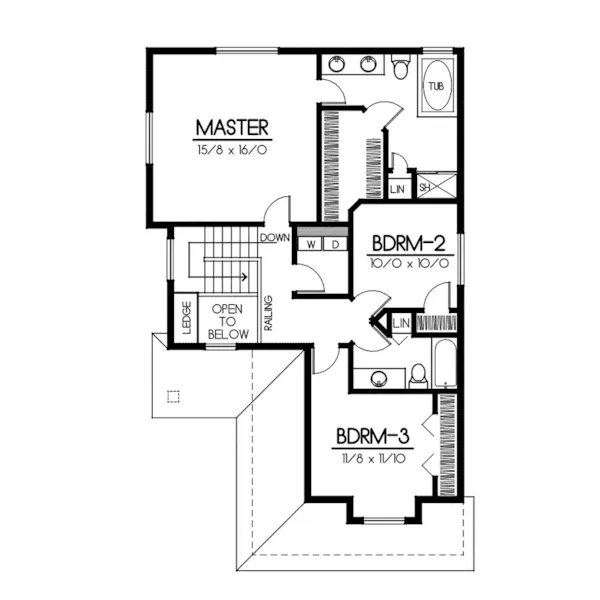 Arts & Crafts House Plan Second Floor - Long Branch Arts And Crafts Home 015D-0080 - Shop House Plans and More