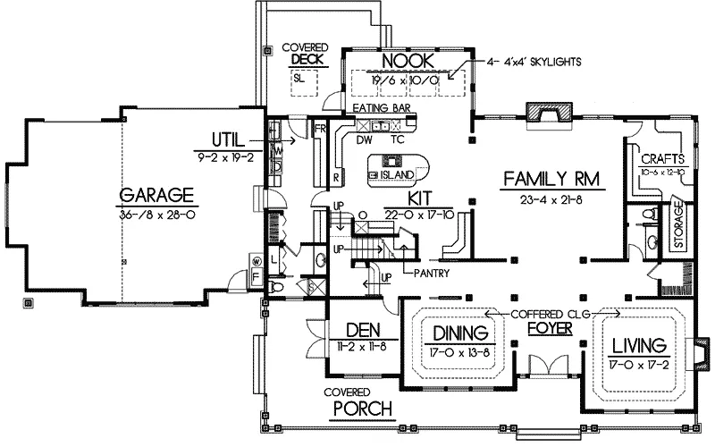 Traditional House Plan First Floor - Revere Craftsman Home 015D-0092 - Shop House Plans and More