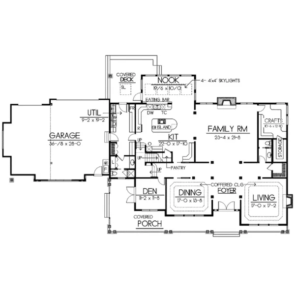 Shingle House Plan First Floor - Revere Craftsman Home 015D-0092 - Shop House Plans and More