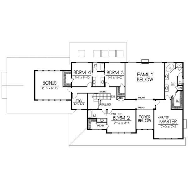 Shingle House Plan Second Floor - Revere Craftsman Home 015D-0092 - Shop House Plans and More