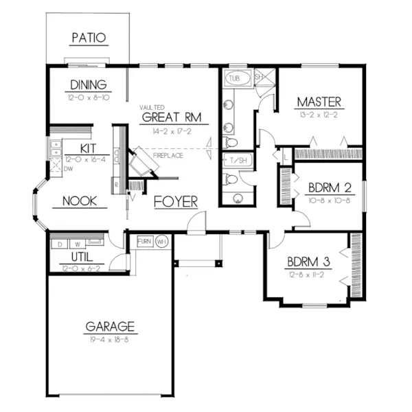 Traditional House Plan First Floor - Bethel Ranch Home 015D-0093 - Search House Plans and More