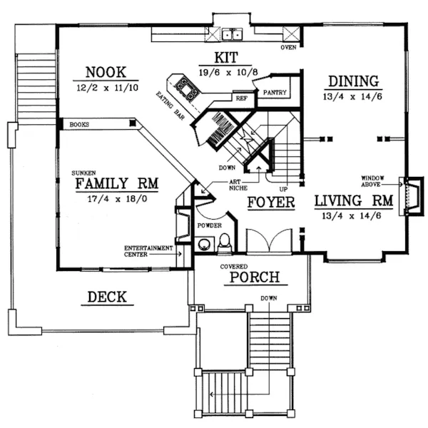 Rustic House Plan First Floor - Blackburn Creek Rustic Home 015D-0100 - Search House Plans and More