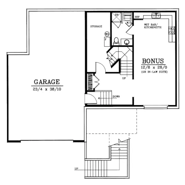 Rustic House Plan Lower Level Floor - Blackburn Creek Rustic Home 015D-0100 - Search House Plans and More