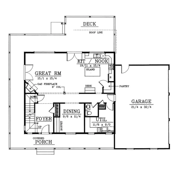 Country House Plan First Floor - Dalton Farm Country Home 015D-0106 - Search House Plans and More