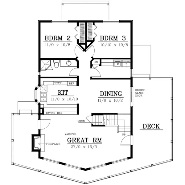 Lake House Plan First Floor - Indian Grove Rustic A-Frame Home 015D-0107 - Search House Plans and More