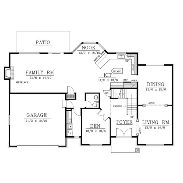 Arts & Crafts House Plan First Floor - Bigspring Shingle Craftsman Home 015D-0109 - Search House Plans and More