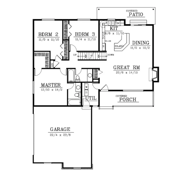 Ranch House Plan First Floor - Maryknoll Hill Ranch Home 015D-0110 - Shop House Plans and More