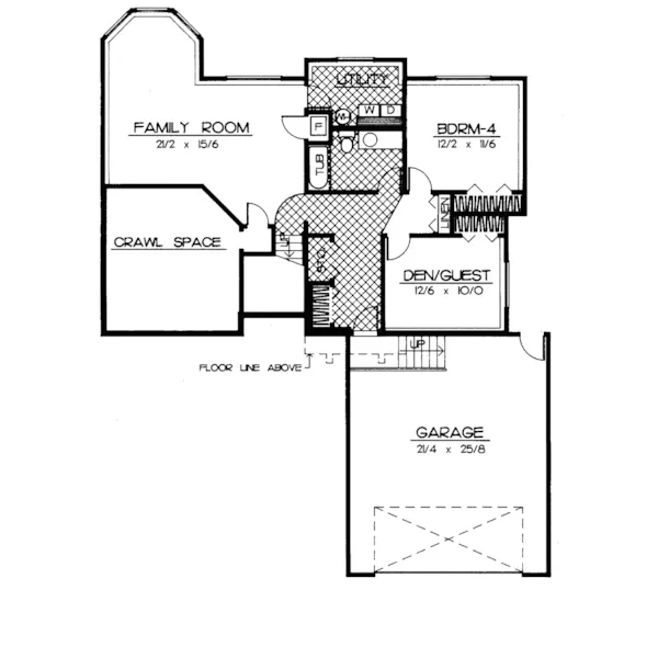 Traditional House Plan Lower Level Floor - Stafford Creek Contemporary Home 015D-0163 - Shop House Plans and More